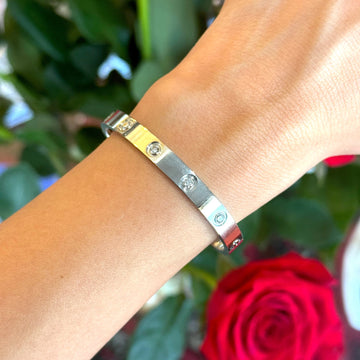 CARTIER Love Bracelet 10 Diamonds Classic 18K White Gold Box Papers 2024