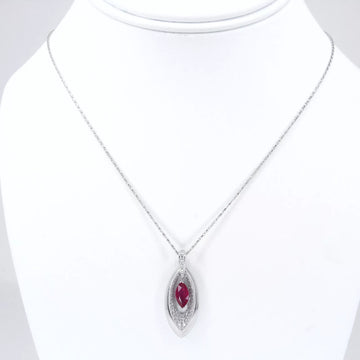 0.89 CT Ruby and Diamond 0.30 CT Pendant Necklace 14K White Gold