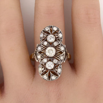 Natural Diamond Gold Ring 1 CT 14K Yellow Gold and Silver Ring Size 11 1/2