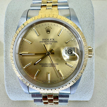 Rolex Oyster Perpetual Date 34mm Two Tone Jubilee Yellow Gold 15233 1991