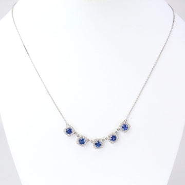 1.40 CT Sapphire and Diamond 0.34 CT Pendant Necklace 14K White Gold