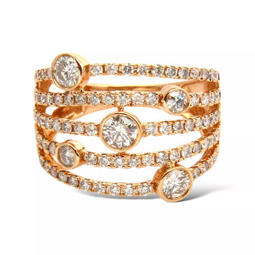 Estate Royal 14K Rose Gold 1.5 CT Natural Diamond Ring Ladies Size 7