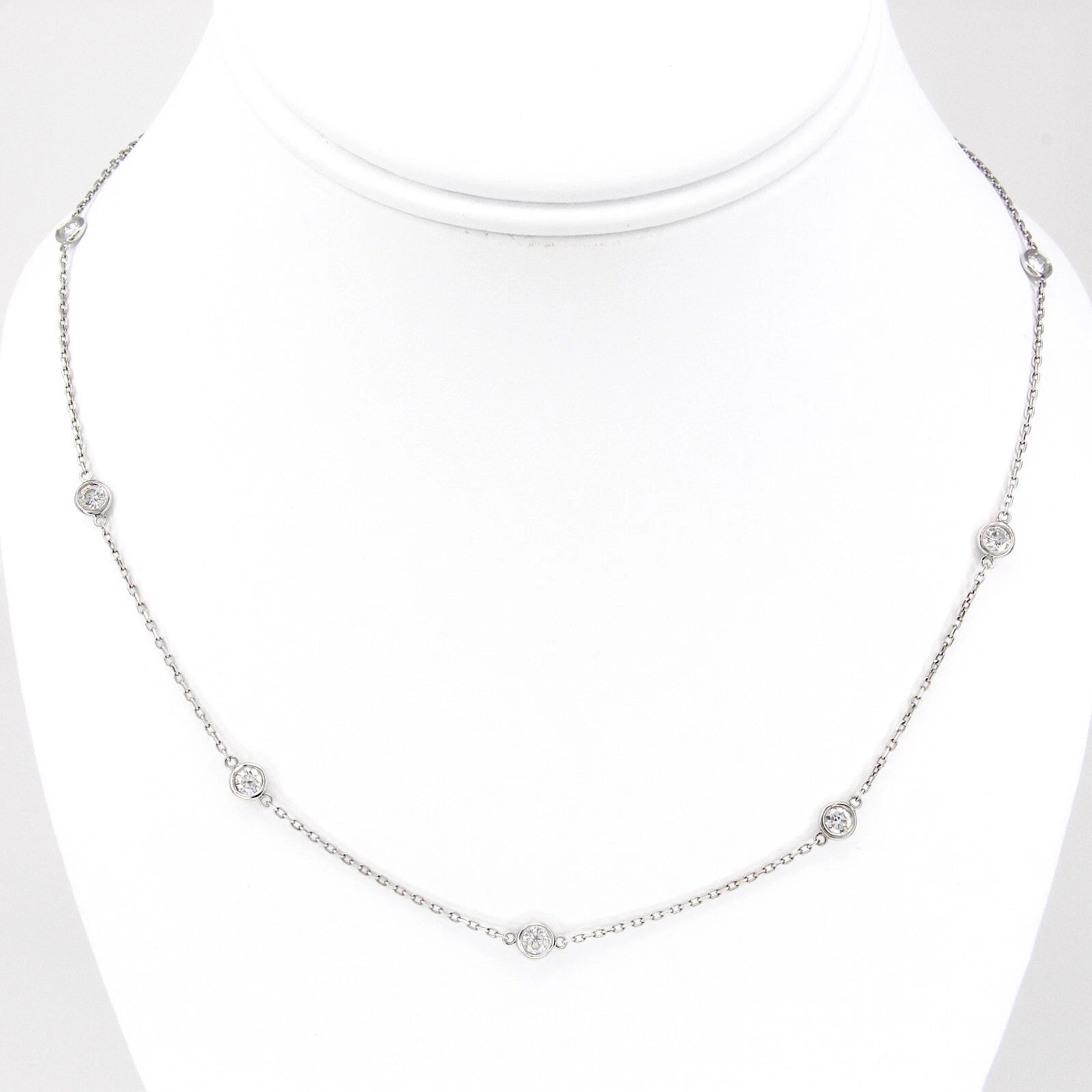 10 Diamonds By The Yard Bezel 1.70 CT Necklace In 14K White Gold