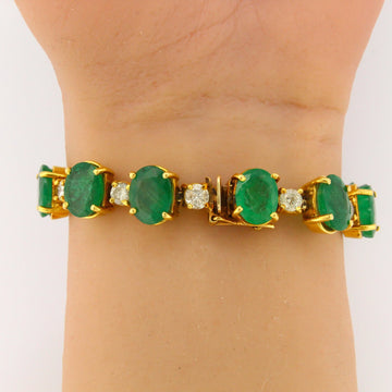 41.46 ct Green Emerald and Diamond Bracelet 18K Yellow Gold AGL Appraisal