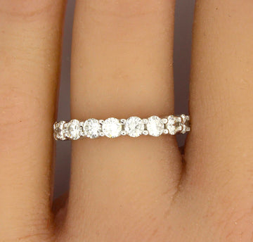 Eternity Band 14K White Gold Natural Round Brilliant Diamond 2CT Ring Size 6 1/2