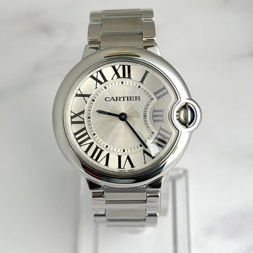 Cartier Ballon Bleu 36mm Date Silver Dial Midsize Quartz Stainless Steel