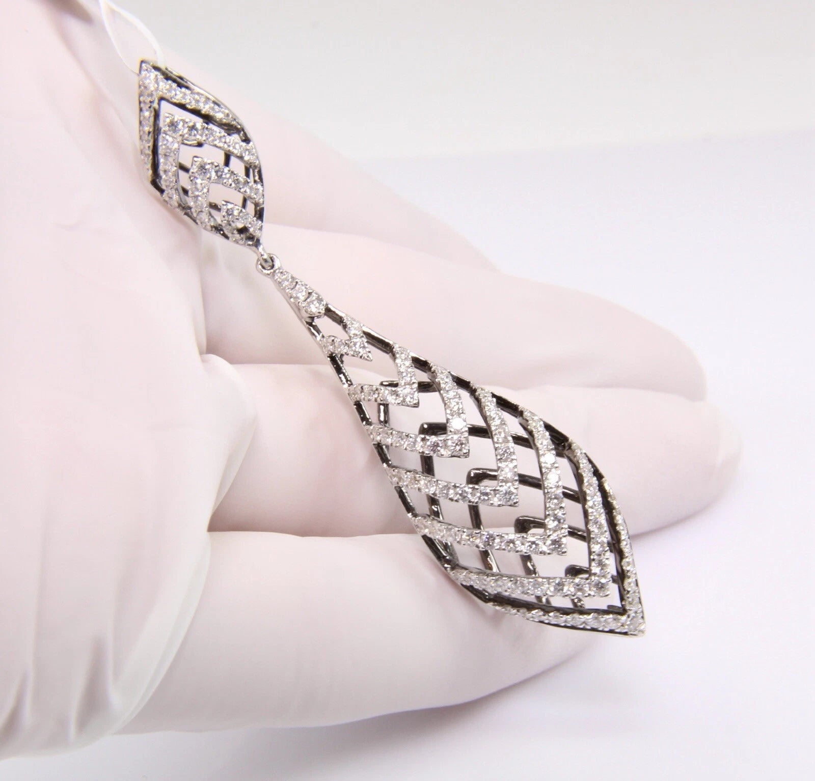 Estate Large 18k White Gold 1.38 ct Natural Diamond Pendant G-H Color VS Clarity