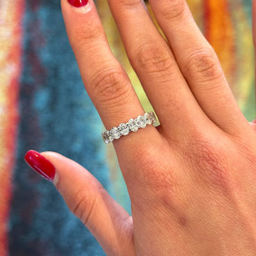 Natural Diamond Oval Cut Eternity Band 4 ct Classic Wedding Ring 18K White Gold