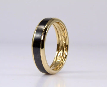 David Yurman 18k Yellow Gold Black Titanium Beveled Men’s Ring Band Size 11