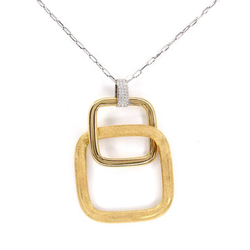 Geometric Link Pendant Necklace Diamond Bail 18K Yellow and White Gold