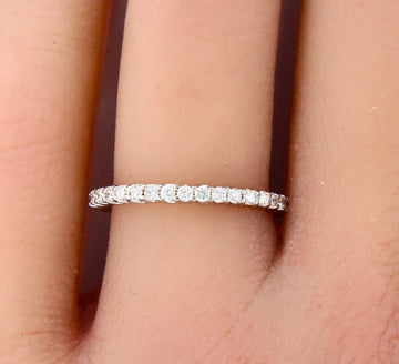 Eternity Band 14K White Gold Natural Round Brilliant Diamond 0.58 ct Ring Size 6