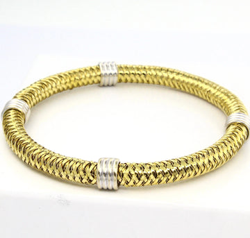 Roberto Coin Italy 18k Yellow Gold Flexible Woven Primavera Bangle Bracelet