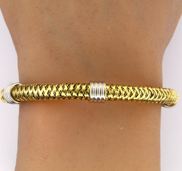 Roberto Coin Italy 18k Yellow Gold Flexible Woven Primavera Bangle Bracelet