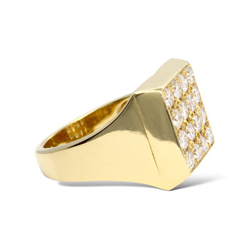 Diamond 14K Yellow Gold 1.65 CT Men’s Signet Statement Ring