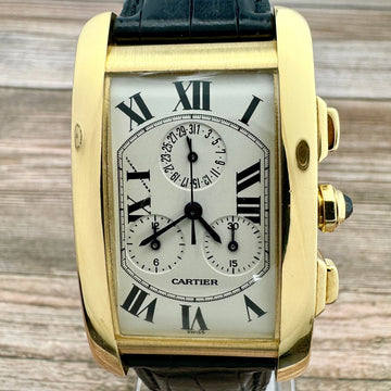 Cartier Tank Americaine Extra Large Chronograph 18k Yellow Gold Quartz W2601156