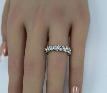 18k White Gold Marquise Natural Diamond Eternity Band Ring 3.71 ctw Size 5.75