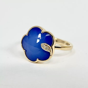 Pasquale Bruni Petit Joli 18k Rose Gold Lapis Lazuli White Agate Diamond Ring