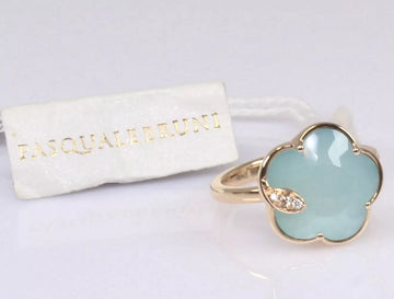 Pasquale Bruni 18k Rose Gold Petit Joli Turquoise White Moonstone Doublet Ring