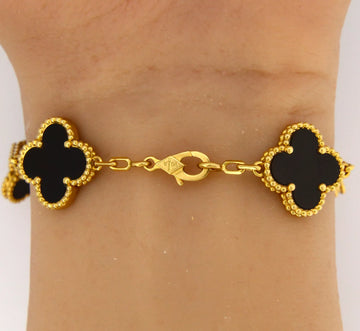 Van Cleef & Arpels Onyx Vintage Alhambra Bracelet 5 Motifs Bill Of Sale