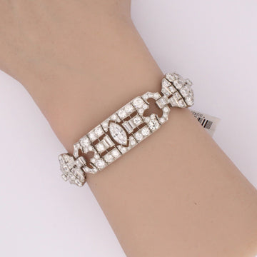 Art Deco 15.00 CT Diamond Platinum Bracelet 1920s Marquise Round Diamond Antique