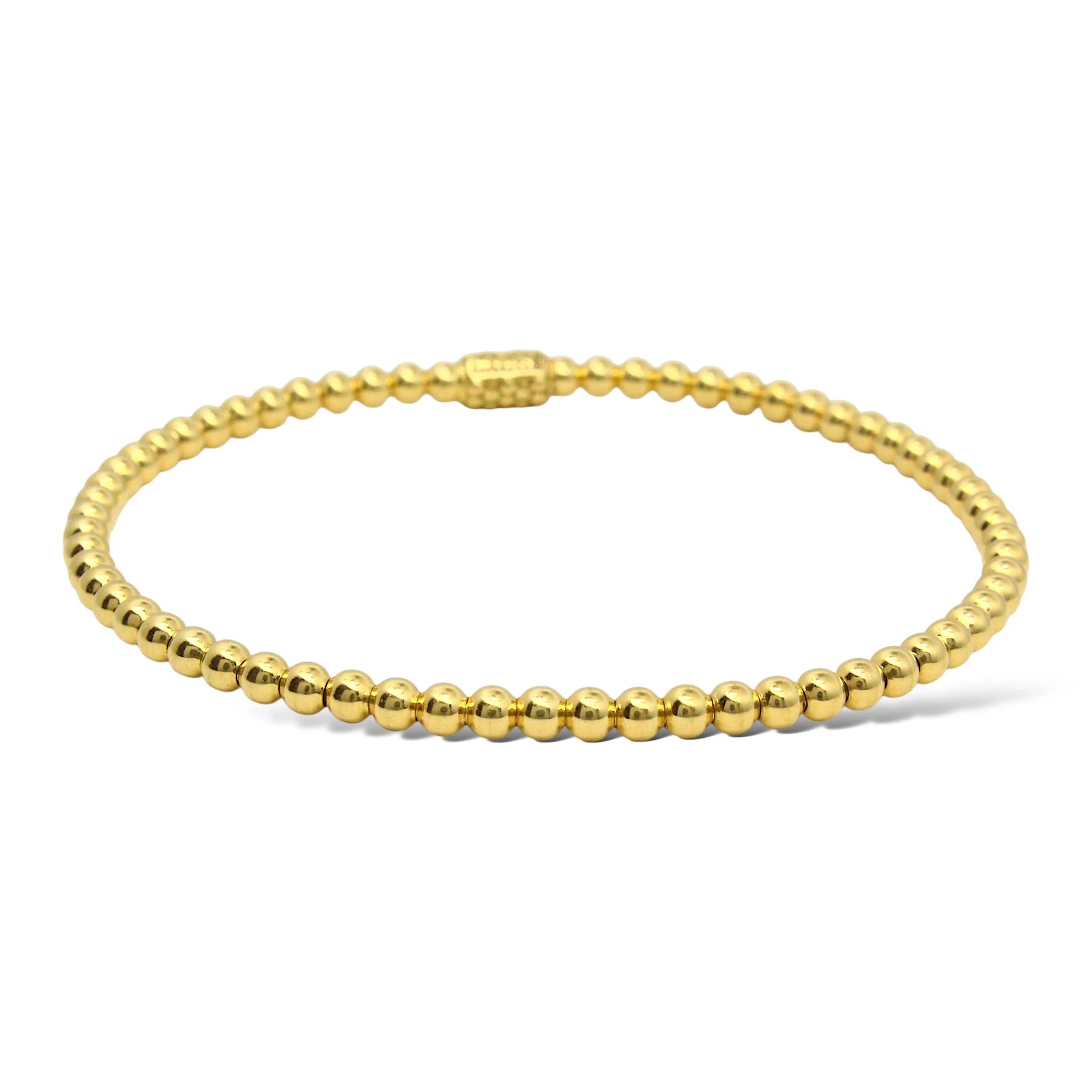 LAGOS Flexible Beaded Bangle Caviar Bracelet 18K Yellow Gold 7 Inches