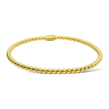 LAGOS Flexible Beaded Bangle Caviar Bracelet 18K Yellow Gold 7 Inches