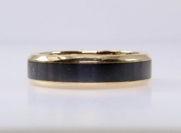 David Yurman 18k Yellow Gold Black Titanium Beveled Men’s Ring Band Size 11
