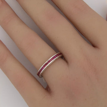 Estate Natural Ruby 14k White Gold Eternity Band Ring Size 5.5 1.89 ct 2.9 gr