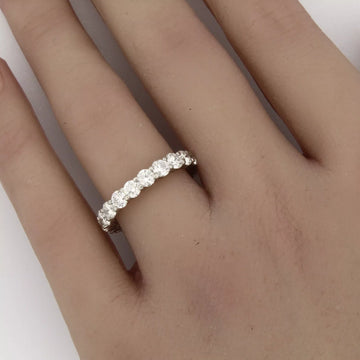 Estate Platinum 3.00 ct Natural Diamond Eternity Ladies Band Ring G Size 6.5