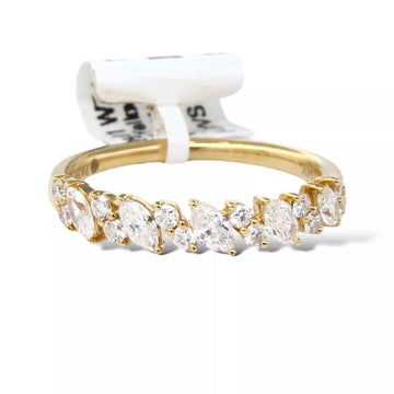 FANA Anniversary Band 0.74 CT Marquise Round Cut 14K Yellow Gold Ring
