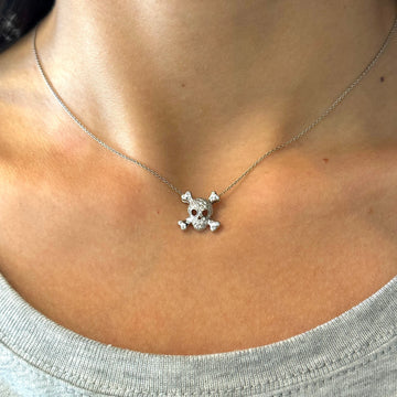 ROBERTO COIN Diamond Skull Pendant Necklace 18K White Gold