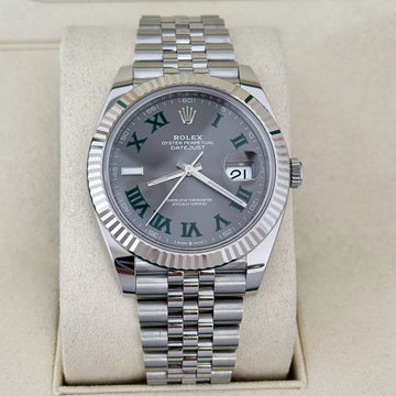 Rolex Datejust 41 126334 Wimbledon Jubilee Bracelet White Gold Fluted Bezel 2021