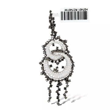 Estate Natural White 2.05 CT and Black Diamond  2.55 CT Pendant 18K White Gold