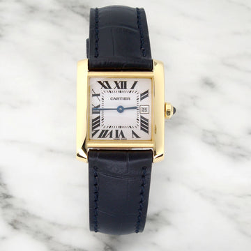 Cartier Tank Française PAPERS 18K Yellow Gold Midsize 25mm x 30mm Quartz Leather