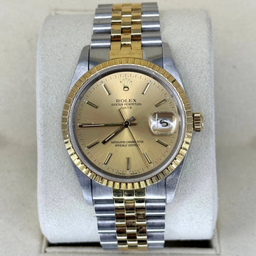 Rolex Oyster Perpetual Date 34mm Two Tone Jubilee Yellow Gold 15233 1991