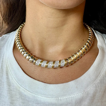 ROBERTO COIN NABUCCO Two-Tone Diamond 1.80CT Necklace 16" Inches 18K Yellow Gold