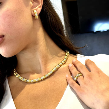 Roberto Coin Appassionata Set Diamonds Necklace Ring Earrings 18K Yellow Gold