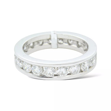 Eternity Band 2.25 CT Natural Diamond Round Brilliant Cut Ring 18K White Gold