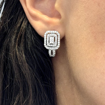 Estate 1.20 CT Natural Diamond Round Brilliant Earrings in 14K White Gold