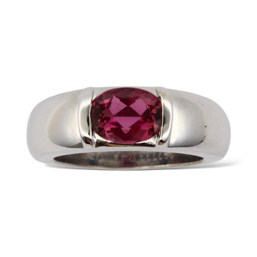 Chaumet French Estate 18K White Gold Oval Cut Pink Tourmaline Ladies Ring