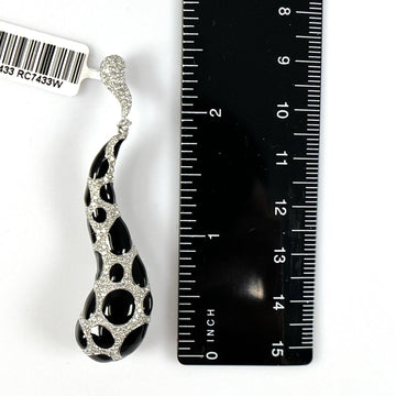 Estate 18k White Gold Diamond Onyx Pendant G-H/VS1-VS2