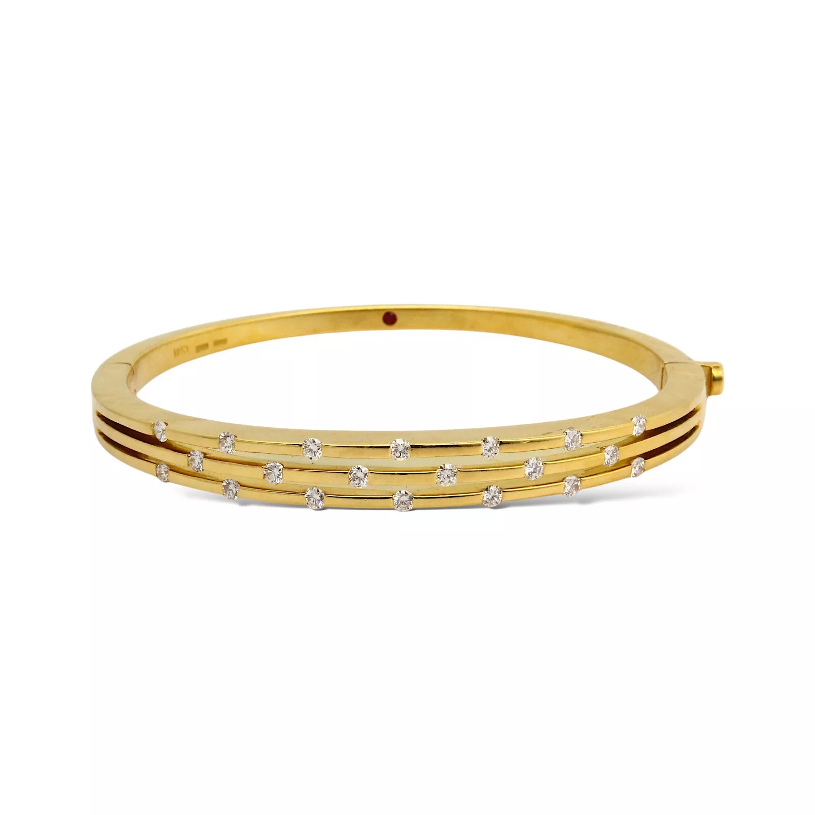 ROBERTO COIN Three Row Diamond Bangle Bracelet 18K Yellow Gold