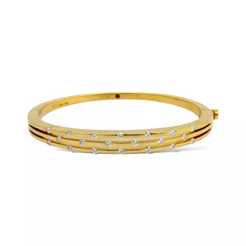 ROBERTO COIN Three Row Diamond Bangle Bracelet 18K Yellow Gold