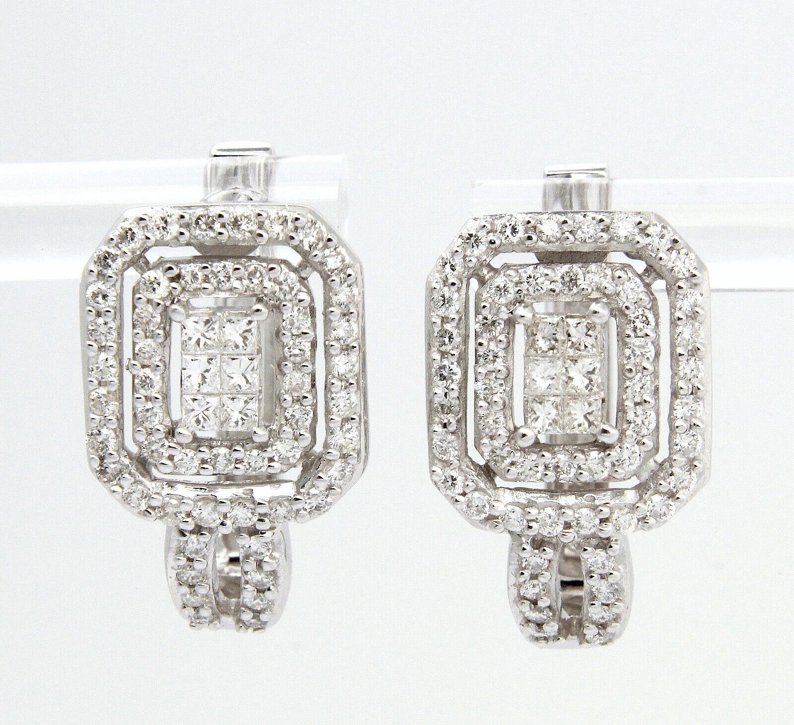 Estate 1.20 CT Natural Diamond Round Brilliant Earrings in 14K White Gold