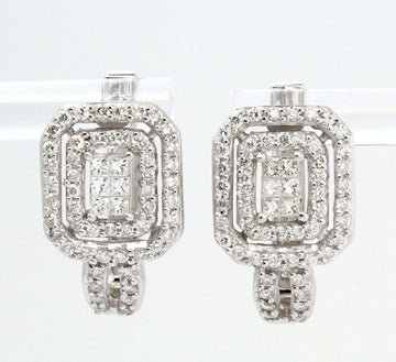 Estate 1.20 CT Natural Diamond Round Brilliant Earrings in 14K White Gold