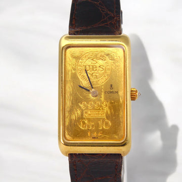 Corum 10 Gram Ingot Dial Manual Winding 21 x 34 mm 18K Yellow Gold Diamond Crown