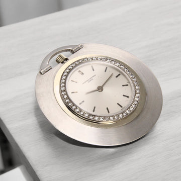 Vacheron Constantin Open Faced Flying Saucer Diamond White Gold Pocket Watch