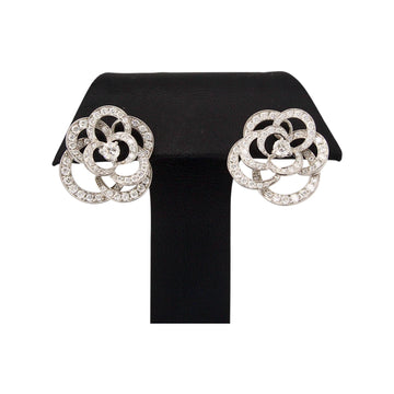 CHANEL Fil de Camélia Diamond Earrings 18K White Gold