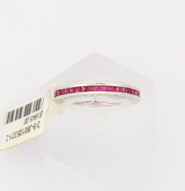 Estate Natural Ruby 14k White Gold Eternity Band Ring Size 5.5 1.89 ct 2.9 gr