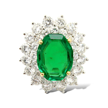 TIFFANY & CO 3.25 CT Colombian Emerald 2.40 CT Diamond Platinum Ring AGL Cert